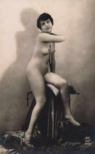 French Nude Risque on Chair RPPC