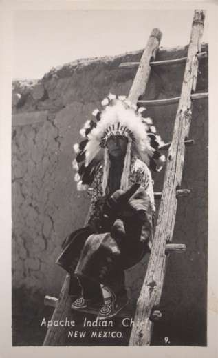 NEW MEXICO Apache Indian Chief RPPC