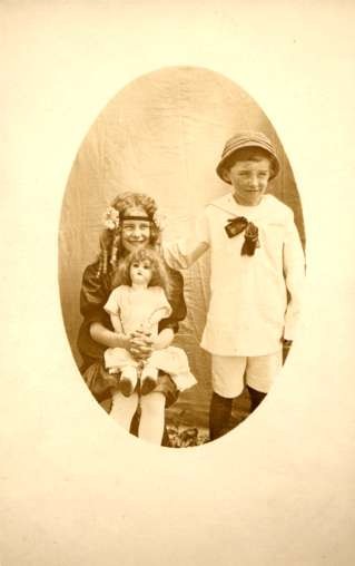 Children with Doll RPPC