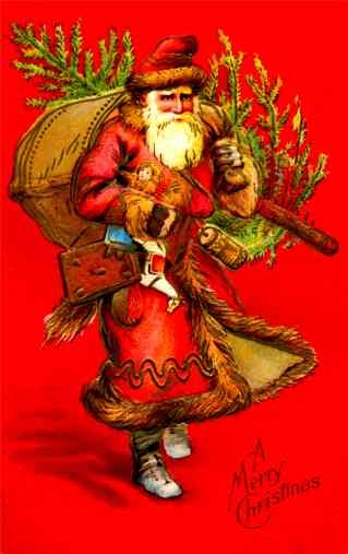 Santa Claus Carrying Tree Doll Christmas
