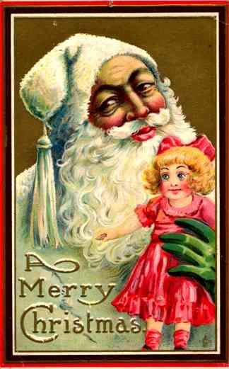 White Robed Santa Claus Holding Doll