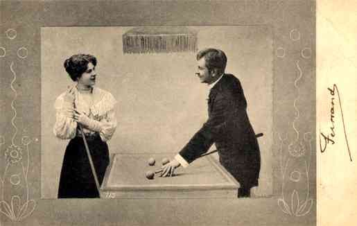 Billiard Player Looking at Girl Sports