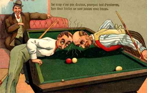 Billiards Players Clashing Heads Sports