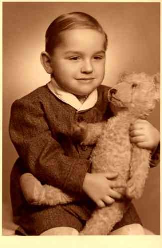 Boy Holding Teddy Bear Real Photo