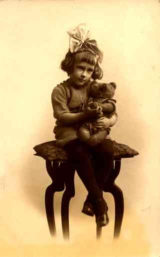 Girl Holding Teddy Bear Real Photo