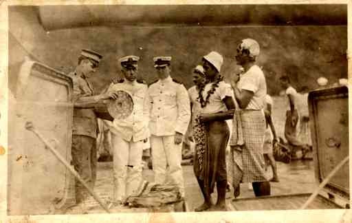 Hawaiians On Ship Navy Real Photo