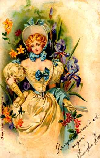 Lady and Iris Art Nouveau HTL