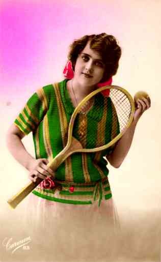 Girl with Tennis Racket Real Photo