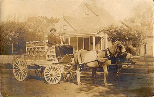 Horse Drawn Water Wagon Real Photo