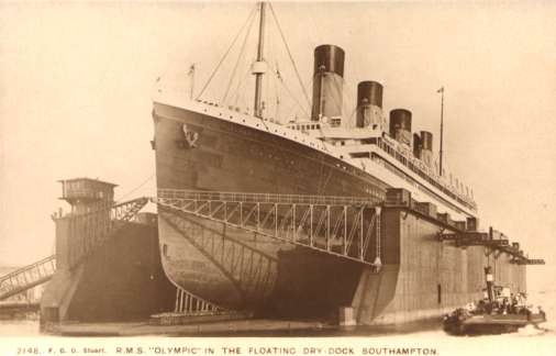 Ocean Liner Olympic Tugboat Real Photo