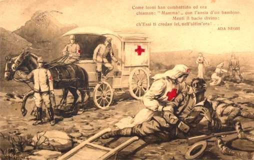 Red Cross Nurse Wounded Horse-Drawn Wagon