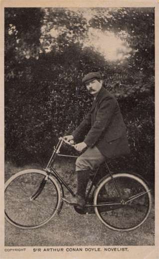 Novelist Conan Doyle on Bicycle