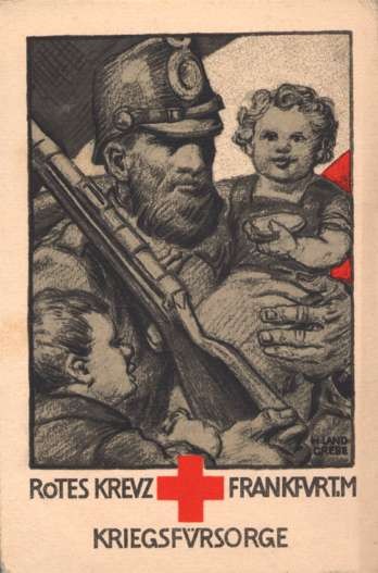 Soldier Holding Baby Child WW1
