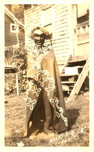 Indian in Mask British Columbia Canada Real Photo