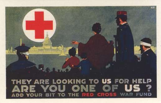 Wounded Waiting for Help Red Cross WWI