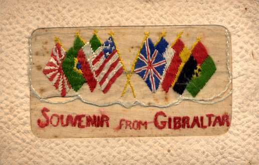 Flags Souvenir from Gibraltar Embroidered Silk