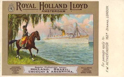 Horse Rider Waving to Ocean Liner Royal Holland