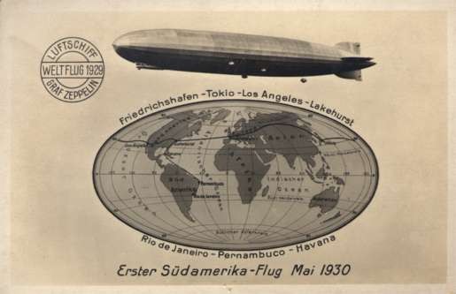 Zeppelin Globe Route of Flight 1929 Real Photo