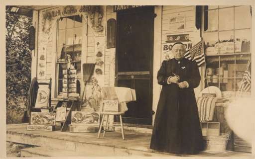 Woman Storefront NH Real Photo