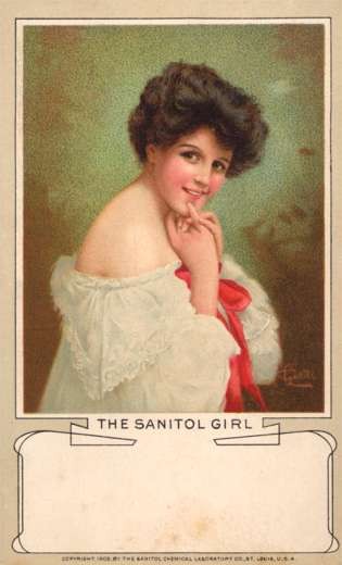 Lady in Fancy Dress Advert Sanitol Dental Powder