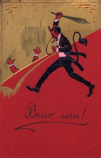 Krampus in Tuxedo Arms of Victim