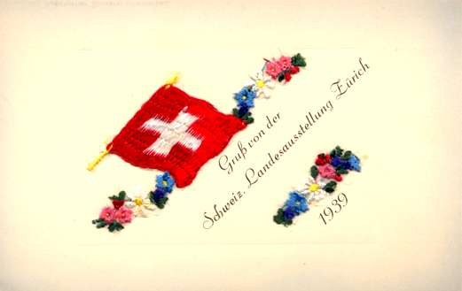 Embroidered Silk Flag Flowers Zurich Expo