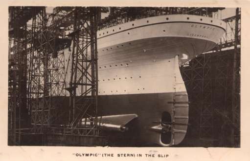 Ocean Liner Olympic Stern in Slip Real Photo