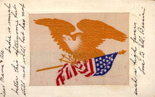 Woven Silk Eagle over Flags