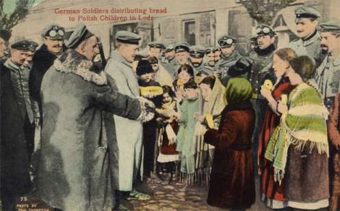 German Soldiers Giving Bread to Polish Jews