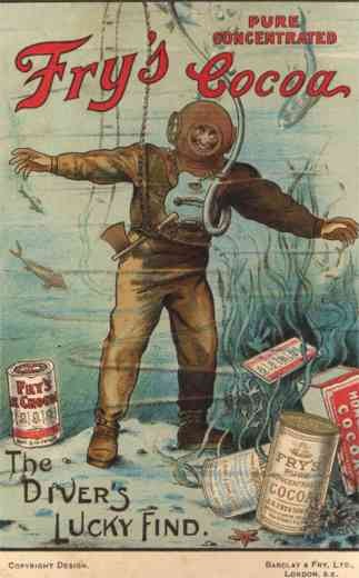 Deep Sea Diver at Work Advert Fry's Cocoa