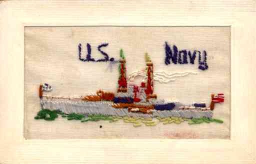 US Navy Battleship Embroidered Silk