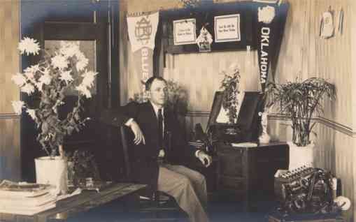 Sports Person in Office by Typewriter Real Photo