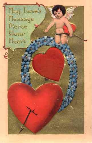 Cupid with Arrow Silk Heart