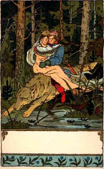 Prince Princess Riding Wolf Russian