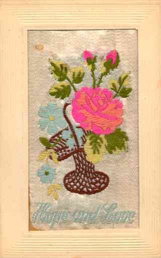 Flower Rose in Basket Woven Silk