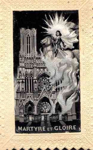 Joan of Arc over Building Woven Silk
