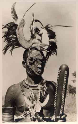 African Funeral Mask Wearing Samia Tribe Black RP