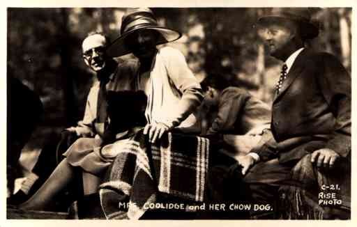 Mrs. Coolidge with Her Chow Dog Real Photo