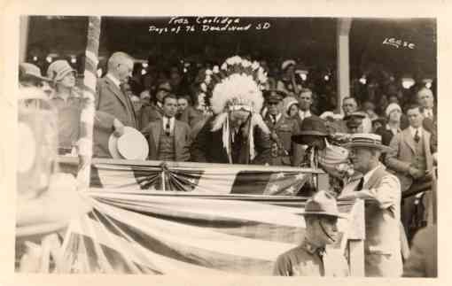 President Coolidge in Indian Chef Head Dress RP