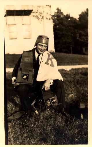 Photographer Holding Cameras Real Photo