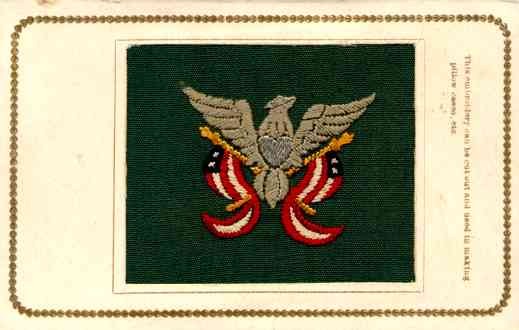 Embroidered Silk Eagle Resting on Flags Patriotic