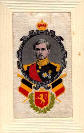 Woven Silk Flags King of Belgium WWI