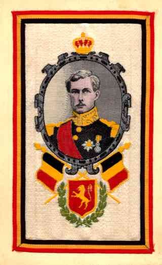Woven Silk Flags King of Belgium WWI