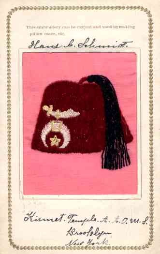 Embroidered Silk Fraternal Shriners Hat