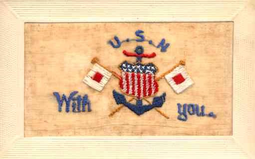 Embroidered Silk U.S. Navy Regimental WWI
