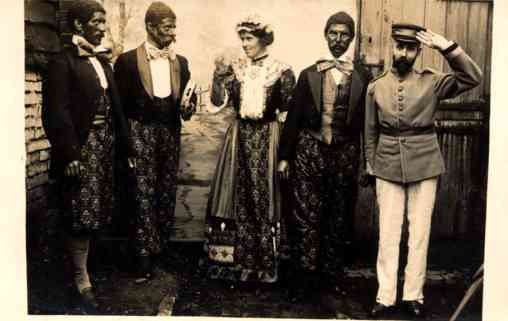Dressed Up Group Black Faces Real Photo