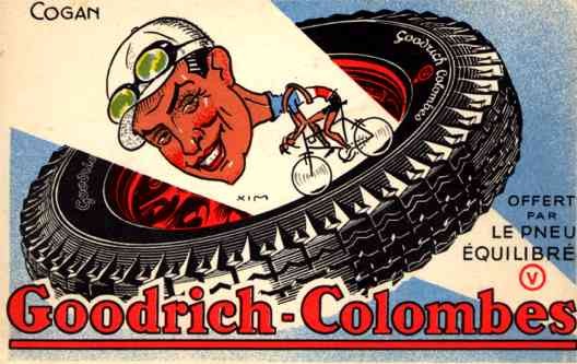 Champion Bicyclist Cogan Biking on Tire Advert