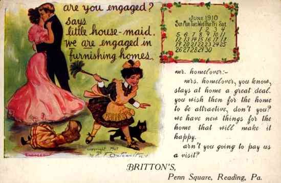 Advert Homes Furnishings Dancing Lovers Doll Cat