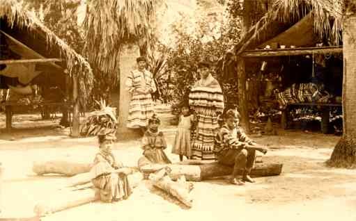 Seminole Indian Family Around Pot Real Photo