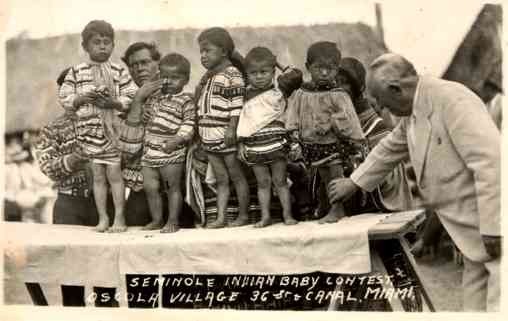 Seminole Indian Babies Contest FL Miami Real Photo